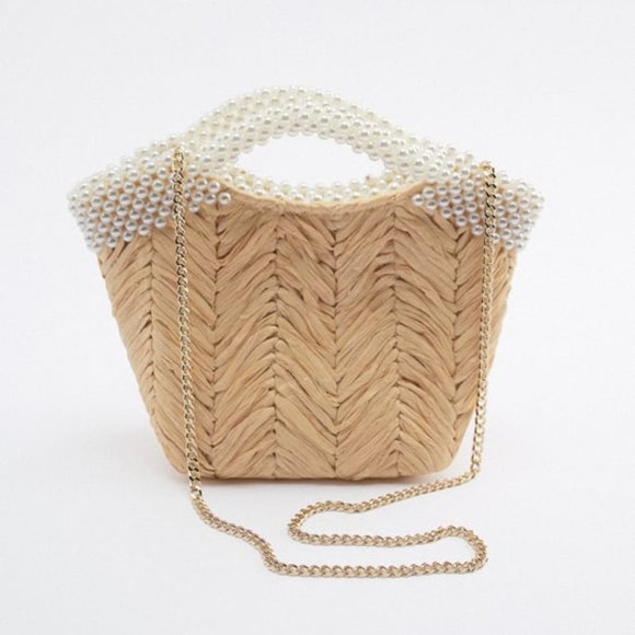 Zara Handbags - BLOGGER'S FAVE! Zara Pearl Detail Basket Bag NWT